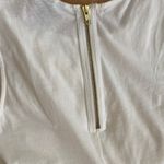 H&M White Cotton Tank Dress High Low Gold Zipper Size Small Summer Festival Photo 3