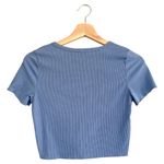 Romwe  SMALL Blue Crop Top Set of 2 Short Sleeve Shirts Photo 2