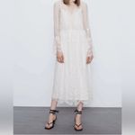ZARA Beautiful  cream lace embroidered bohemian midi dress large Photo 2