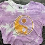 SO  Purple and Orange Crop Top with Tie-Dye Design Photo 0