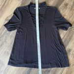 Iris Solid Black V-neck cut out lace up choker shirt Photo 2