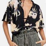 Free People Black Floral Button Down Shirt Photo 0