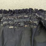 Lafayette 148 Black Tweed Blazer Jacket Open Front Women's 14 Metallic Fringe Black Photo 3