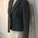Ann Taylor Black White One Button Shawl Lapel Lined Tweed Blazer Size 6 Photo 2
