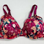 Lilyette Size 36D Bra Floral Print Underwire Lightly Padded Comfy Soft Pink Photo 0
