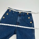 ZARA Jeans Womens USA 6 Wide Leg High Waist Crop Blue Denim Gold Accent Buttons Photo 8