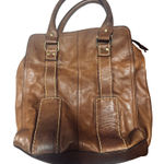 Kate Landry  Brown Leather Shoulder Bag Purse Deep tote work laptop Photo 0