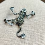 Artisan Vintage Climbing Frog Brooch Marcasite Silver Tone Antique Jewelry Collector Photo 3