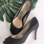 Adrianna Papell Black Heels Dressy Peep Toe Rouched Dressy Formal Shoes Photo 0