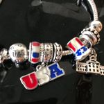 Patriotic Charm Bracelet USA Capitol Building Flag Photo 2
