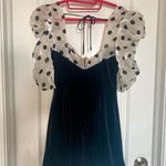 For Love & Lemons  Black Velvet Mini Dress with Polka Dot Sleeves Photo 5