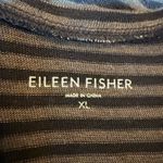 Eileen Fisher 100% Linen Midi Dress XL Black Gray Stripe Sleeveless Hi Low Hem Photo 8