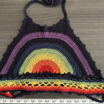 Forever 21 Crochet Rainbow Halter Top Boho Festival Tie Back Multicolor S/M Photo 0