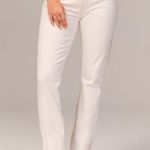 Abercrombie & Fitch Abercrombie Slim Straight Leg High Rise Cream Faux Leather Jeans Size 24 NEW Photo 0