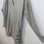 Free People Gray V Neck Side Tie Sweater Tunic Dress Oversized Photo 3