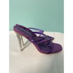 PUBLIC DESIRE Women's Size 4 Square Toe Mule Sandals Purple Clear Heel S Photo 2