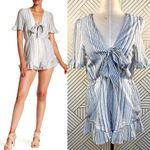 Lucca Couture Front Tie Short Sleeve Stripe Romper Photo 1