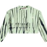 CHNGE Tie Dye Butterfly Long Sleeve Cuffed Henley Crop in Green, Size S​​​​​​ Green Photo 0