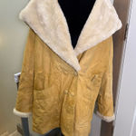 wilson's leather Vintage  Hooded Fur Trim Penny Lane Coat Tan Parka Shearling L Photo 0