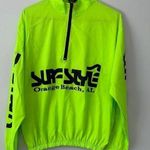 Vintage Surf Style Pullover Quarter Zip Windbreaker Neon Green Black Size Large Yellow Photo 0