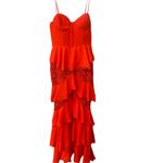 Majorelle  Red Chiffon Ruffled Lace Maxi Dress
size S Photo 2