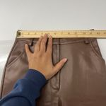 Meshki  Tyra Straight Leg Pants Womens XS Faux Leather Chocolate Brown High Rise Photo 10