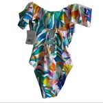 La Blanca  Floral Off the Shoulder One Piece‎ 4 Floral Print Swimsuit Photo 5