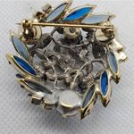Vintage Blue, Green, & Silver Floral Brooch Green Photo 2