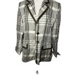 BASLER Gray Taupe Plaid Silk Blend Blazer Jacket Size FR 44 / US 12 Photo 1