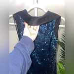 Badgley Mischka Sapphire Sequin Gown Maxi Low Back Dress $770 - Size 6 Photo 5