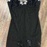 Donna Loren Gold Label Black Sheer Floral Lace Slip Bow Cami Medium Coquette Y2K Photo 0