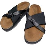 Naot Women’s Size 10 Black Strappy Buckle Cork Platform Wedge Sandals Slides Photo 0