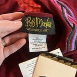 Bob Mackie XL Wearable Art Shirt Red Long Sleeve Round Neck Tie Women’s Blouse Photo 9