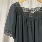 Vintage Sears Large 70's Muslin Lace Cottagecore Tiered Ruffle Maxi Dress Boho Black Photo 7