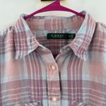 Ralph Lauren Lauren Shirt Womens Size 1X Classic Fit Plaid Linen Camp Plus Curvy Photo 3