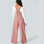 Halara  Rose Pink Waffle Knit Wide Leg Pocket Overalls Photo 2