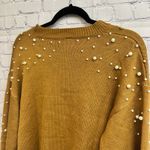 Blooming Jelly Oversized Brown Long Sleeve Sweater Pearl Beaded Women's Medium Photo 3