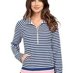 Lilly Pulitzer Skipper Popover Navy Blue Striped Half-Zip Sweatshirt Size XS Photo 0