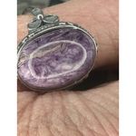 Solid 925 Sterling Silver Natural Purple Charoite Gemstone Adjustable Ring Photo 6