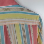 Talbots NWT  Pastel Striped Button Down Shirt Medium Gold Metallic Preppy Office Photo 1