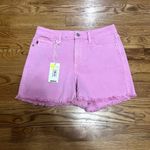 Judy Blue NWT  Mid Rise Garment Dyed‎ Pink Fray Hem Shorts 1XL Photo 1