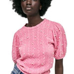 ZARA  Pink Pearl Knit Sweater Top NWT Photo 0