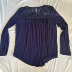 Philosophy  Navy Long Sleeve Crochet Lace Flowy Boho Top Small Photo 0