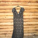 Mac Duggal 50644 Black Lace Plunge Neck Short Puff Sleeve Trumpet Gown Photo 5