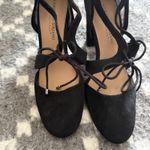 Christian Siriano Shoes Size 7.5 Suede Block Heel Lace Up Mesh Pumps Whimsigoth Black Photo 1