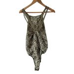 Free People NEW  Moss Green Night out Snakeskin Print Bodysuit Size Medium Photo 1