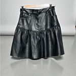 ZARA Women’s Black Faux Leather Ruffled Skirt In Size S Photo 3