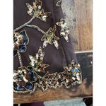 Scala  Women's Black Floral 100% Silk Beaded Blouse Top Size Large Photo 4