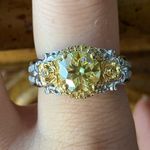 Genuine Moissanite Yellow Sapphire Sterling Silver Ring Size 8 Photo 0