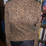 J Crew S leopard print normcore basic turtleneck top Tan Photo 0